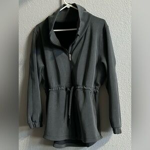 Lululemon soft tree cinch waist full zip with pockets, gray. Womens size 6.